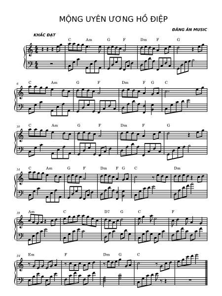 Piano Sheet – “Mộng uyên ương hồ điệp”