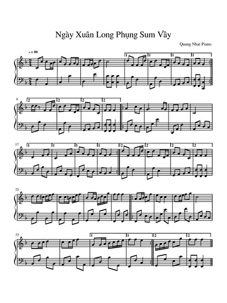 Piano Sheet – Ngày xuân long phụng sum vầy