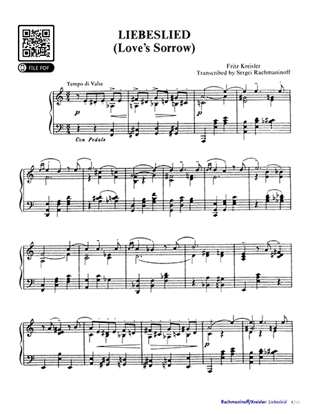 Piano Sheet “Love Sorrow” – Kreisler & Rachmaninoff