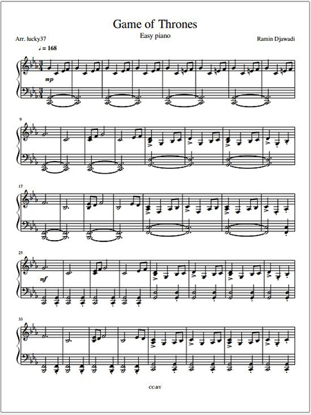 Game Of Thrones – Easy piano – Ramin Djawadi
