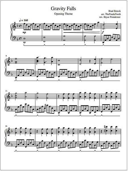 Gravity Falls Opening – Intermediate Piano Solo