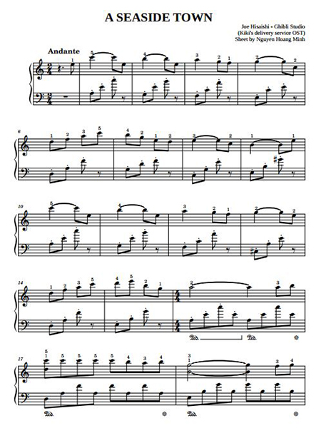 A Seaside Town (piano sheet) – Joe Hisaishi